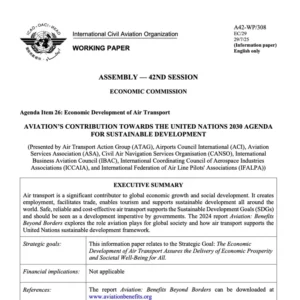 Aviation’s contribution towards the united nations 2030 agenda for sustainable development