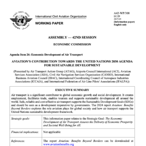 Aviation’s contribution towards the united nations 2030 agenda for sustainable development